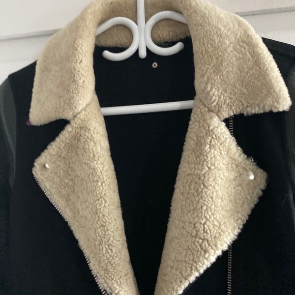 Danica Wild Leather & Sherling Mix Jacket in Black - Picture 6 of 6